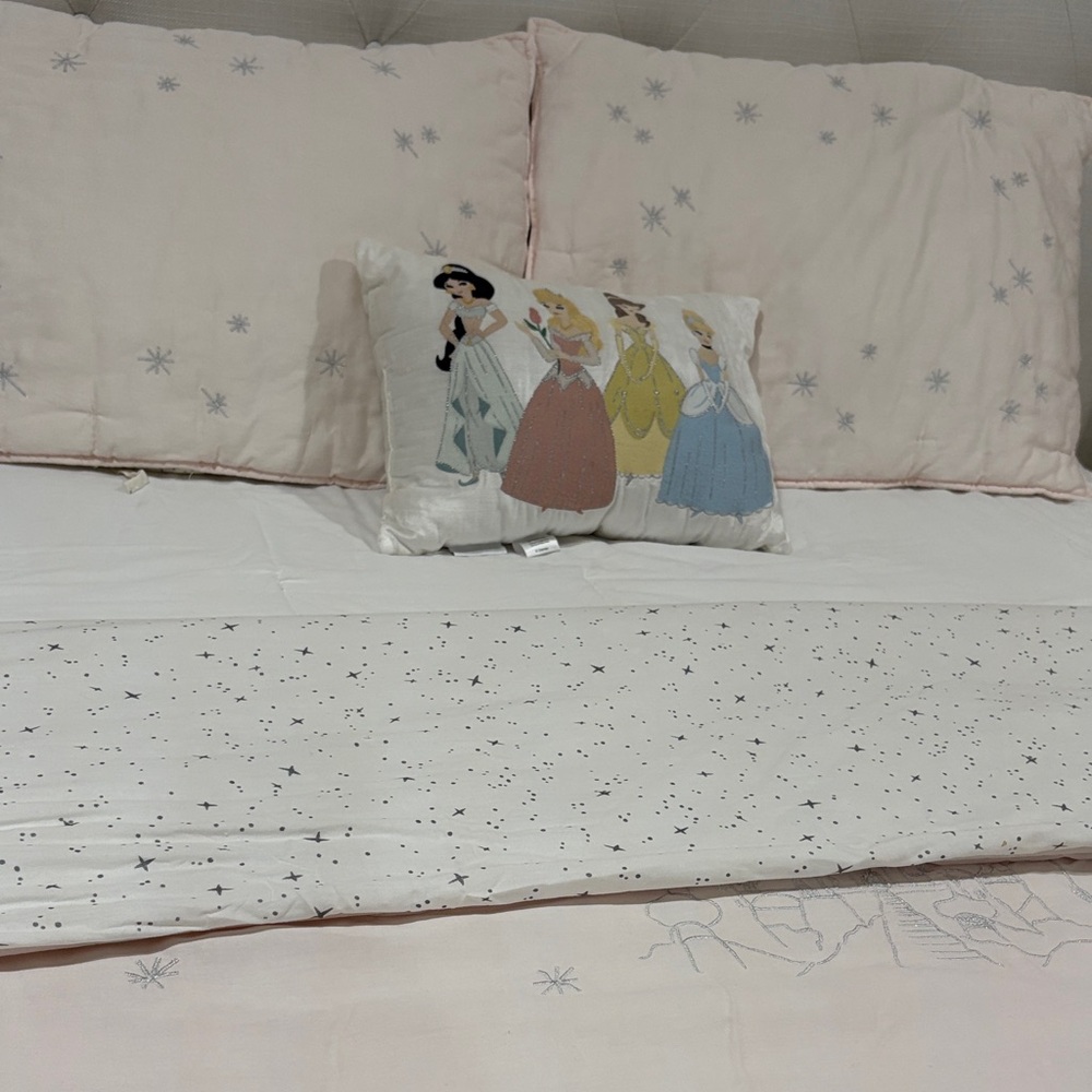 POTTERY BARN KIDS DISNEY Princess-Themed Light Pink Bedding Set - Picture 11 of 16